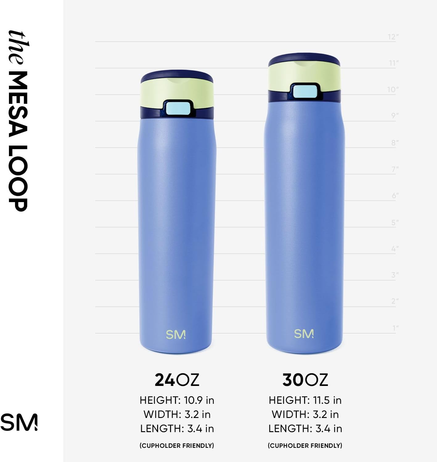 Simple Modern Mesa Loop Water Bottle with Covered Straw and Handle | 24oz Cup Holder Friendly Insulated Stainless Steel Bottles for Travel, Sports and School | Neptune