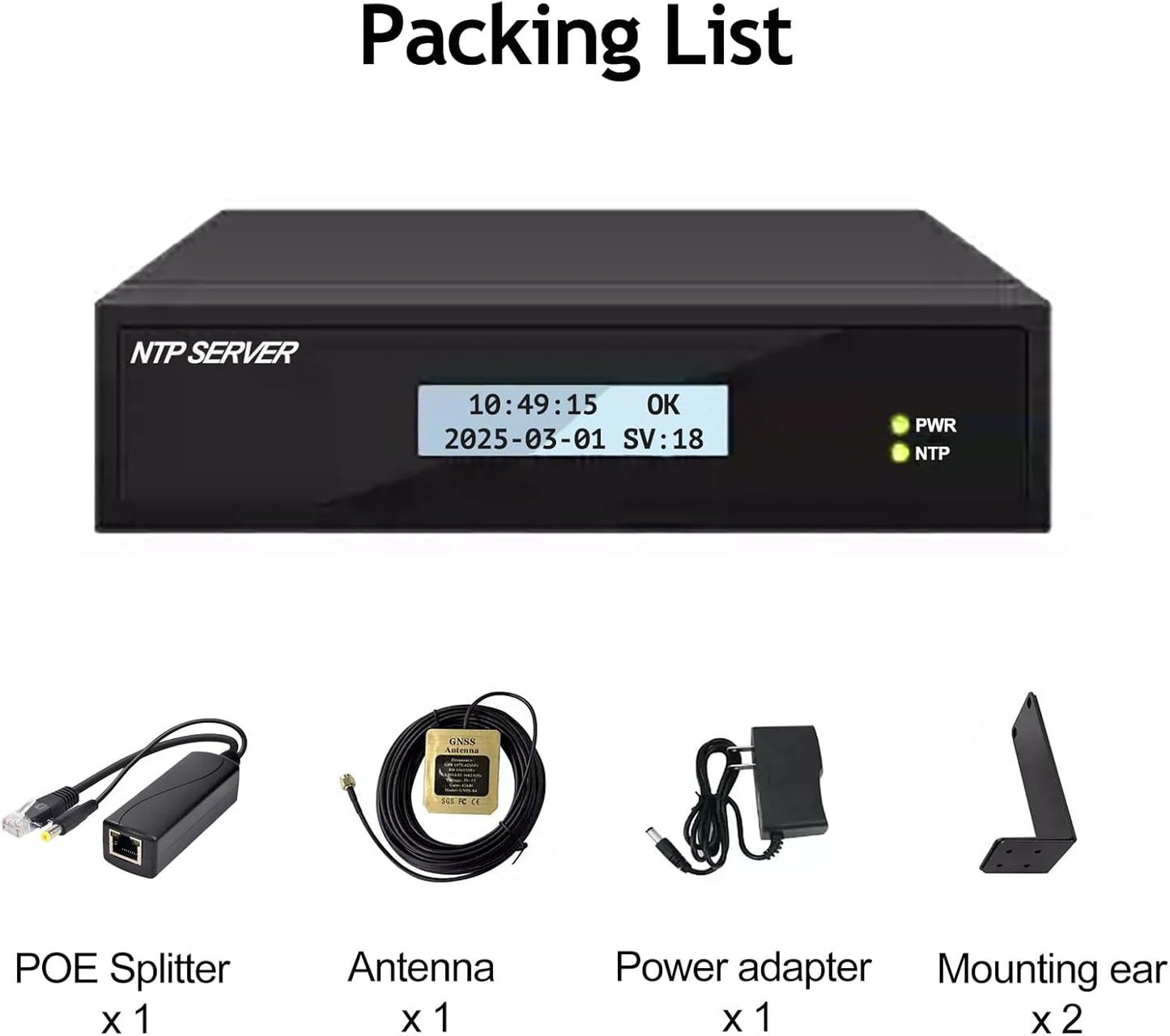GPS NTP Network Time Server with Dual Ethernet Ports,Integrate GNSS Receiver,Supports AC/POE Power,Accurate Time Sync for Network Devices.