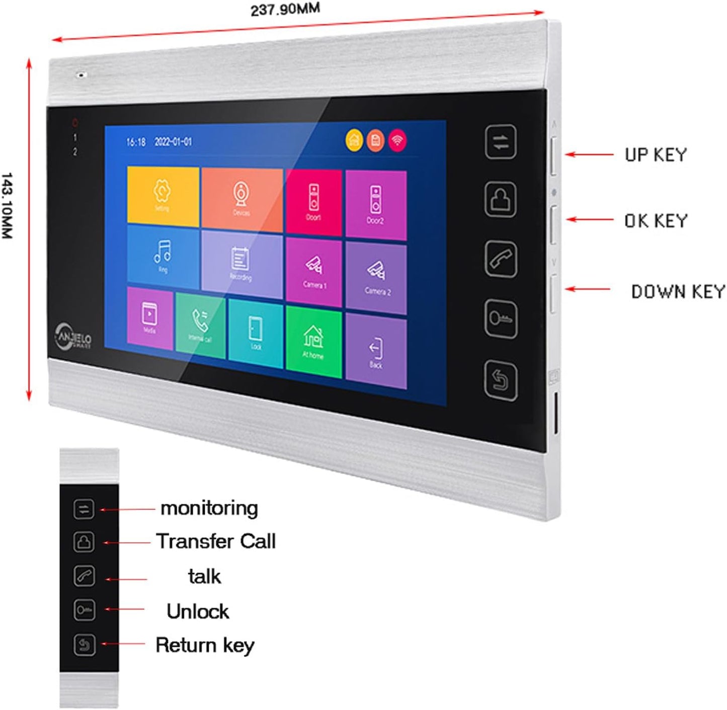 WiFi Video Intercom System with 1080P 160°Wide HD Camera 7 lnch Wired Screen Monitor with Night Vision Motion Detect for Vally Apartment,Tuya (one doorbell,Three Monitor)
