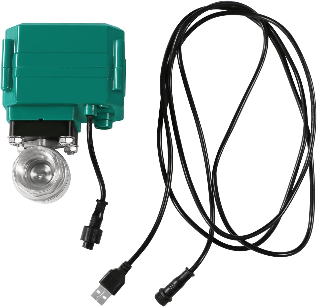 U.S. Solid 1" Smart Motorized Ball Valve - Remote App Mobile Control Stainless Steel Electrical Ball Valve with Manual Switch, 5V DC USB Connection