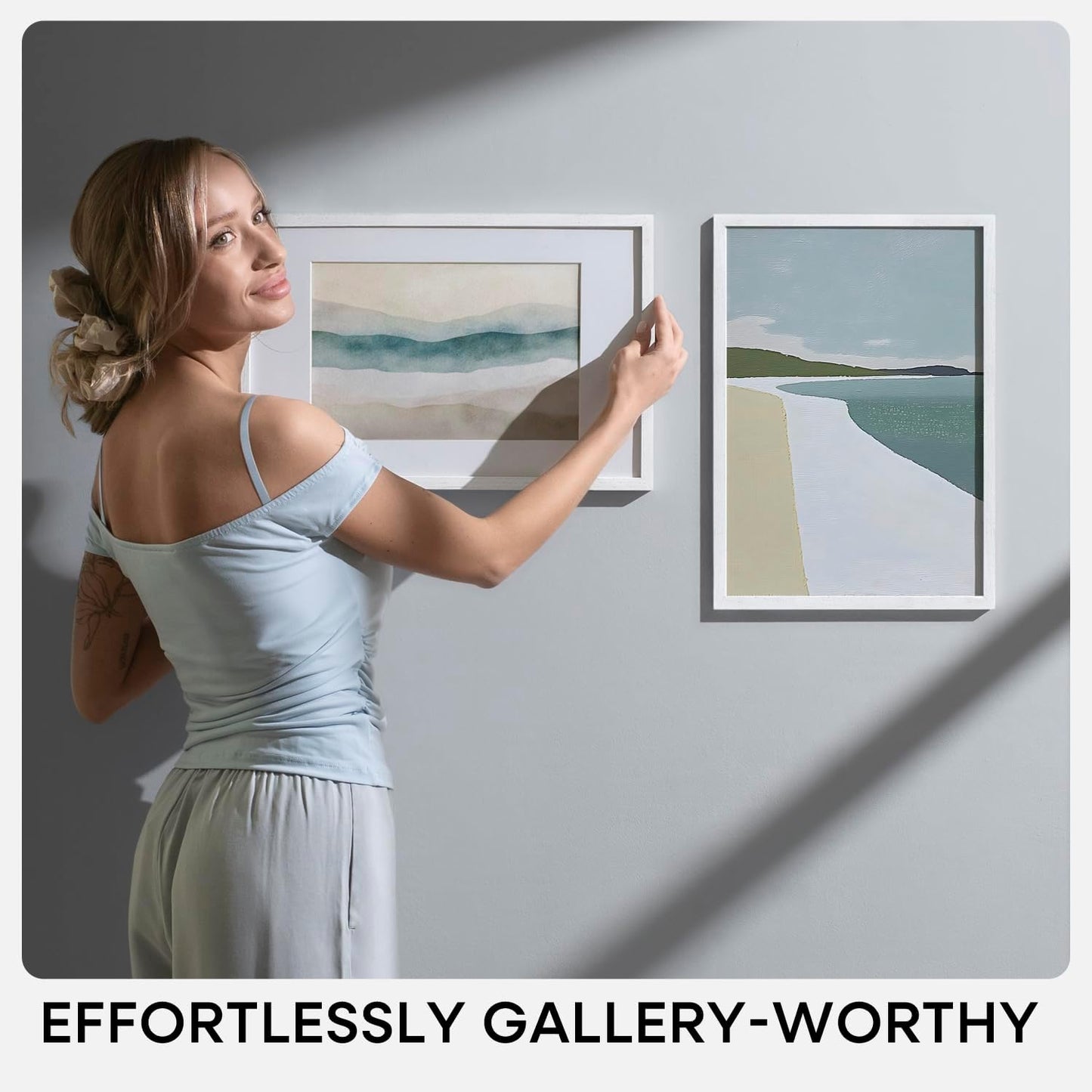 Homeforia 15x21.25 White Wood Puzzle Frame, High End Oak 15 x 21.25 Frames without Mat, Wooden 21.25x15 Thin Hanging Picture Frame for Wall, 15by21.25 Poster Frames, Tempered Glass, Wall Kit, Set of 1