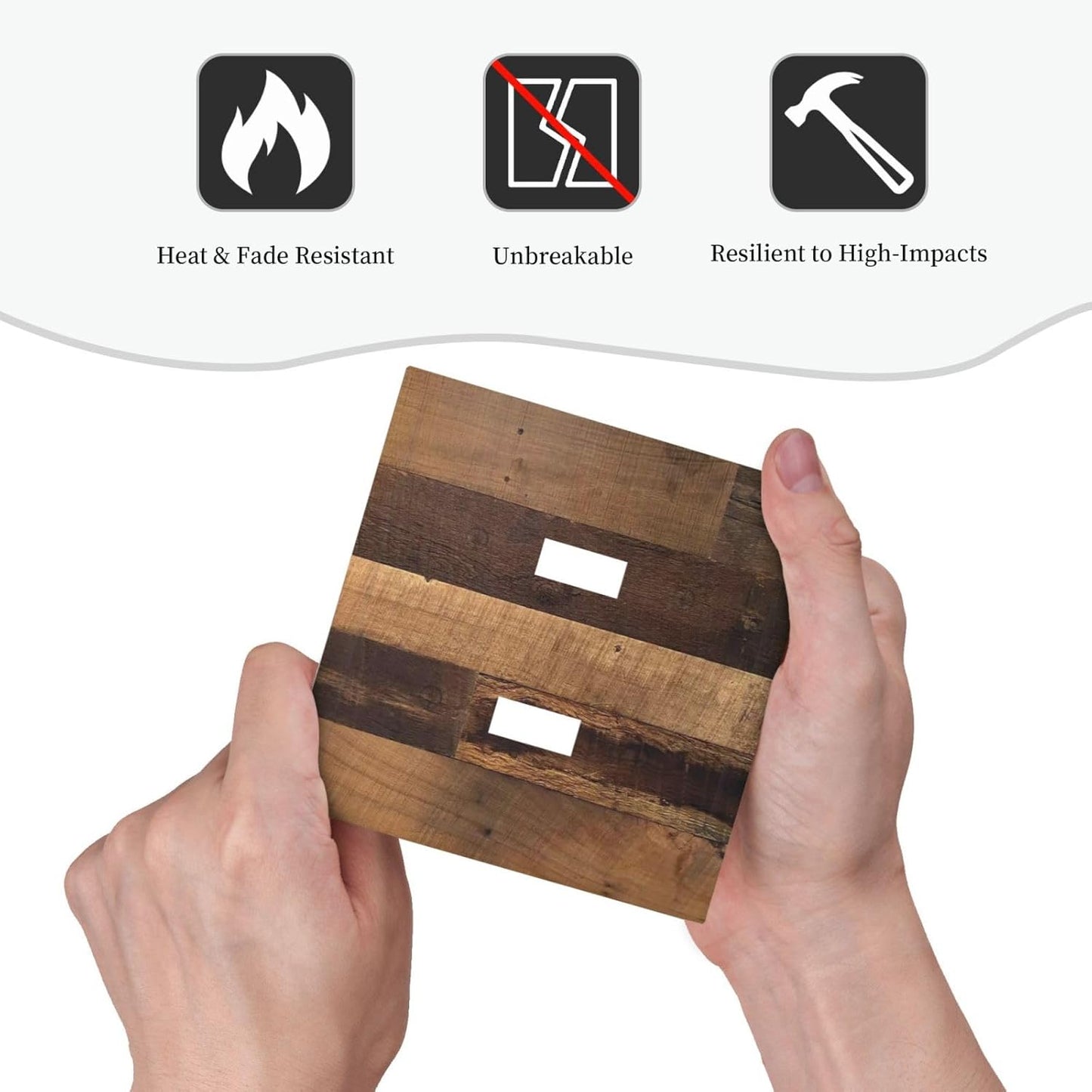 Rustic Brown Wood Vintage Wood Board Decorative Switch Plates 2 Gang Double Toggle Outlet Light Switch Cover Wall Plate Electrical Faceplate For Farmhouse Cabin Decor