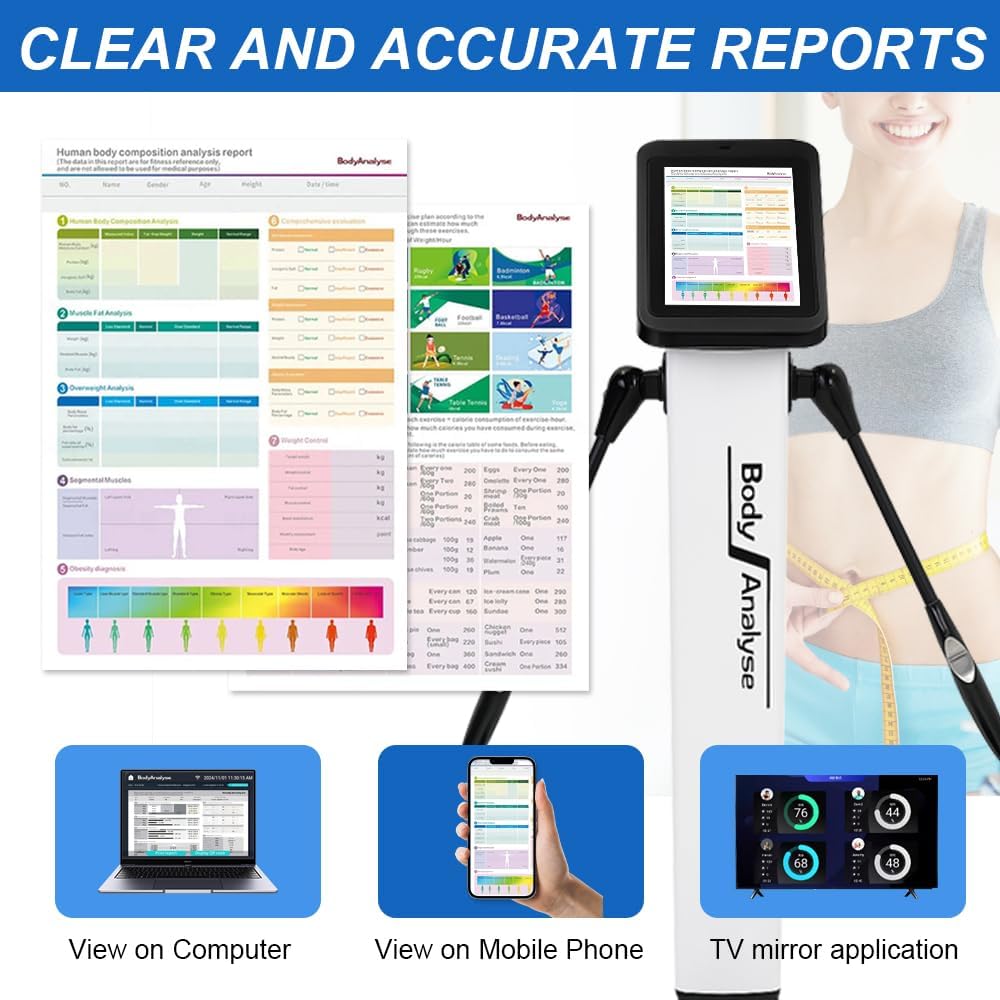 Professional Body Fat Analyzer, 32 Body Composition Analyzer, 10-inch High-Definition Screen Body Composition Analyzer, Body Fat Measurement Device for Homes, Gyms, Medical Clinics