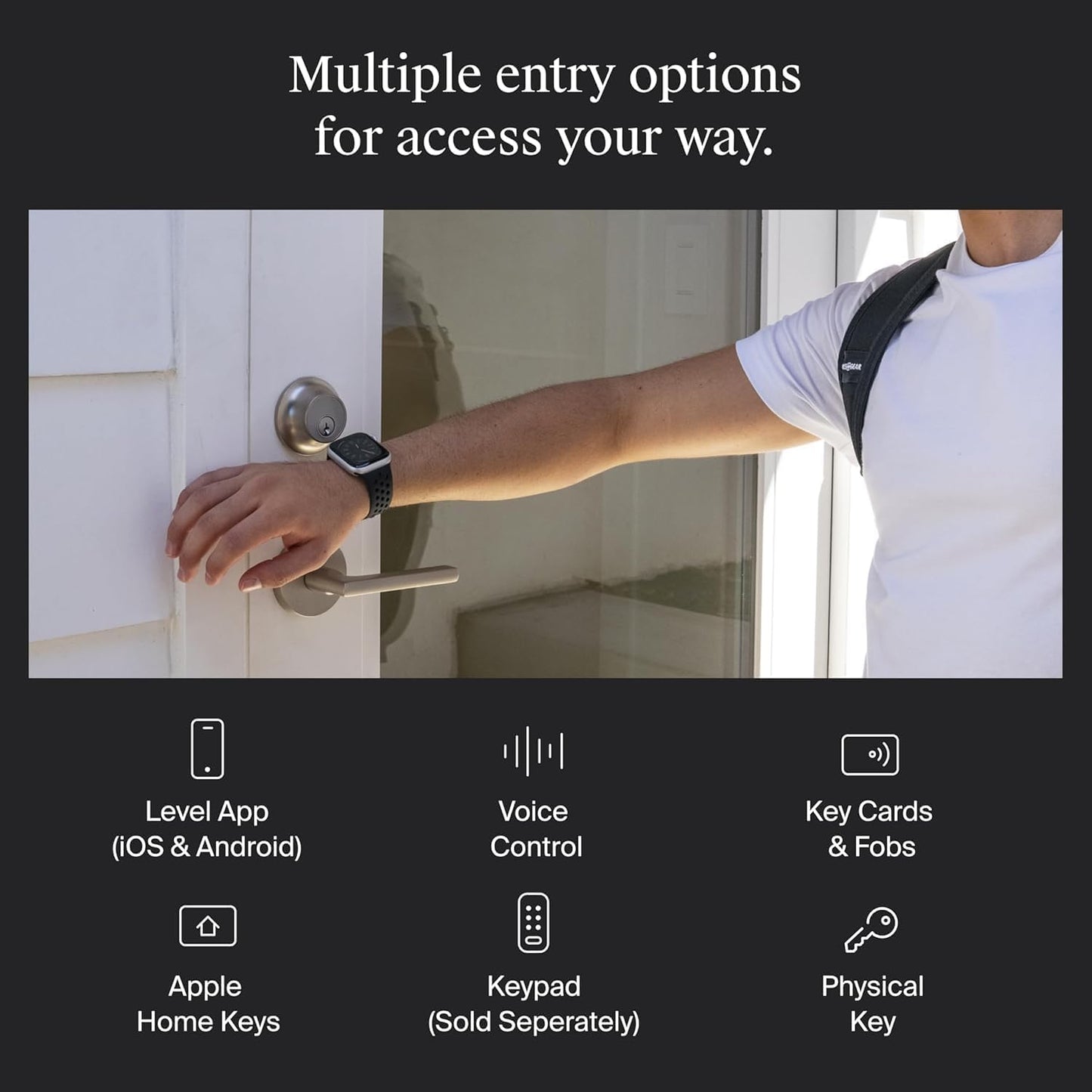 Level Lock+ WiFi Deadbolt Smart Lock - World's Smallest Smart Lock Plus Apple Home Key - Lock/Unlock Anywhere - Level App for iOS & Android - Works with Apple Home, Alexa, GoogleHome (Satin Nickel)