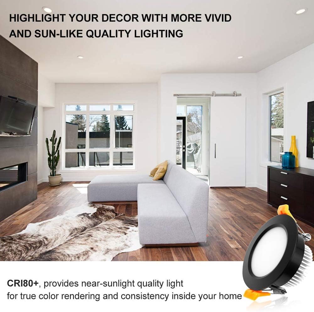 YGS-Tech 2 Inch LED Recessed Lighting, Dimmable Downlight 3W(35W Halogen Equivalent), CRI80, 5000K Daylight White Ceiling Light with LED Driver (24 Pack)