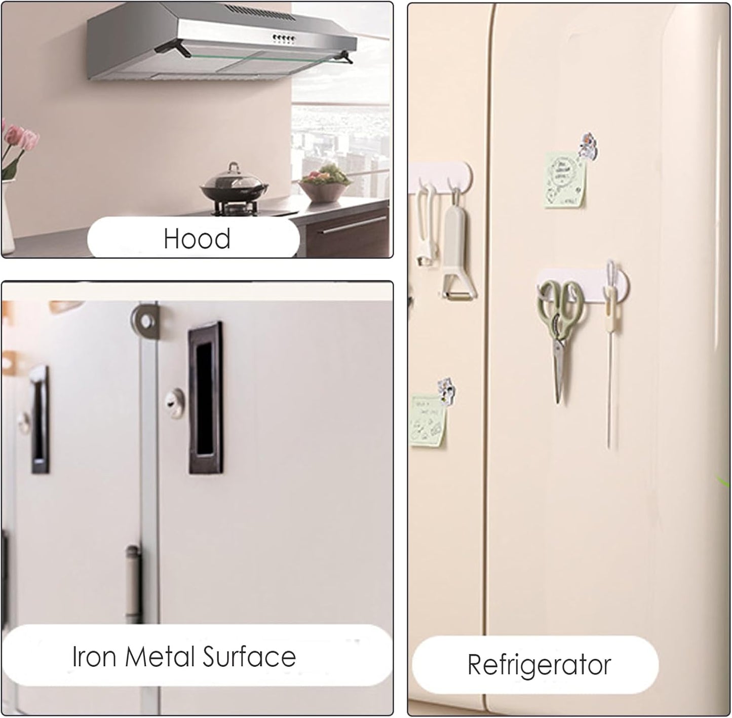2-Pack Magnetic Key Holder with 3 Hooks for Refrigerator, Kitchen, and Laundry Rooms