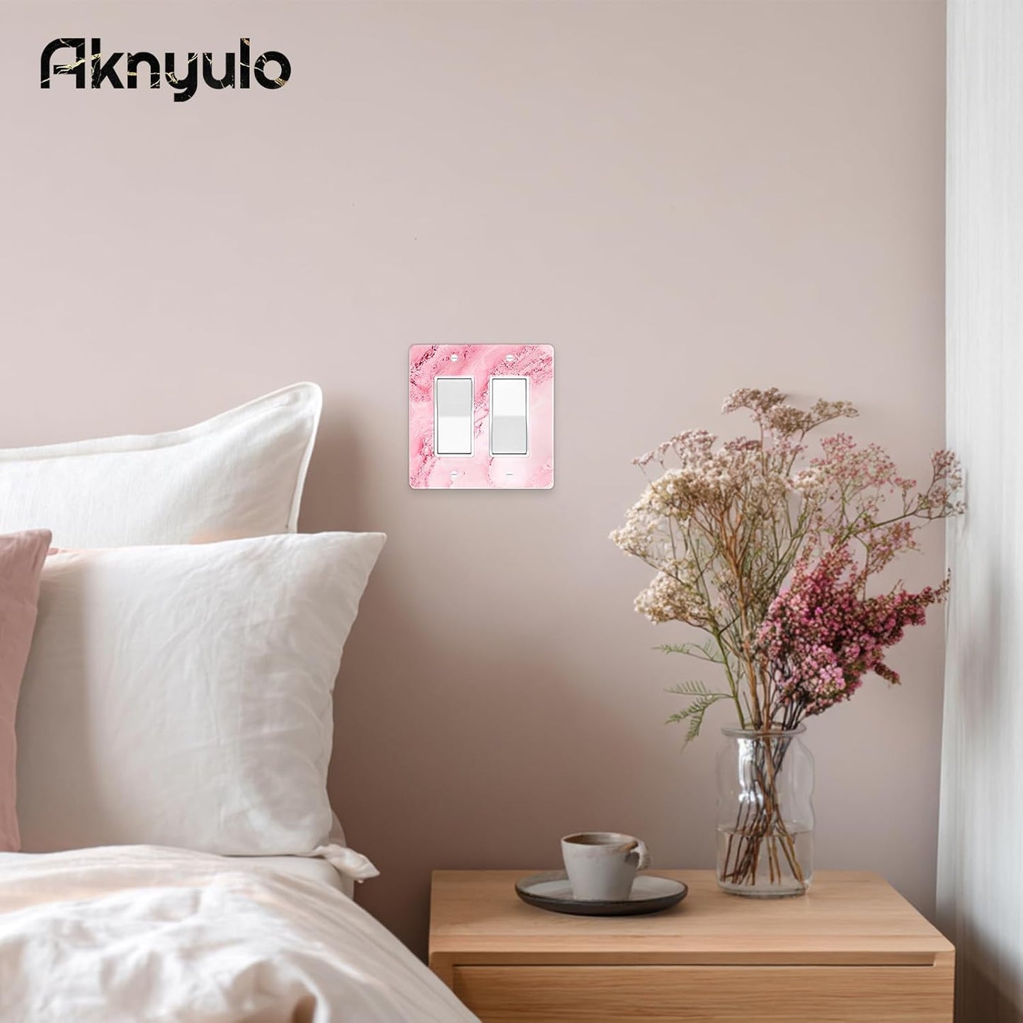 Abstract Pink Marble Design Acrylic Outlet Wall Plate Light Switch Cover Decorative Wall Plate 2 Gang