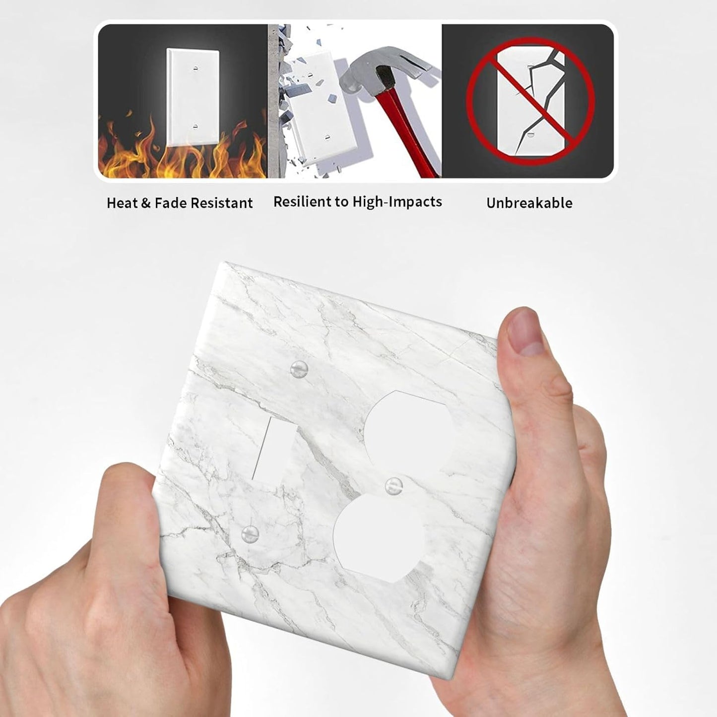 Wallplates Marble Granite White And Grey 1 Toggle 1 Duplex Switch Plate Electrical GFCI Faceplate Decorative Light Switch Covers for Home Bedroom Decor
