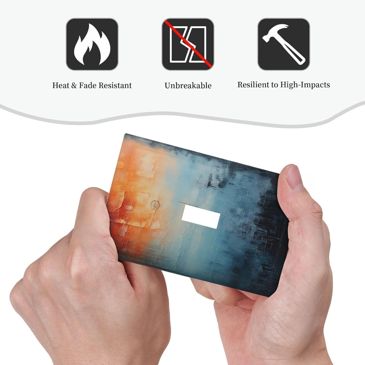 Blue Orange Abstract Modern Minimalist Oil Painting Single Toggle Light Switch Cover plate Outlet Cover Decorative Switchplate Wall Plates Electrical Panel Cover for Bathroom Living Room 5 X 3 IN