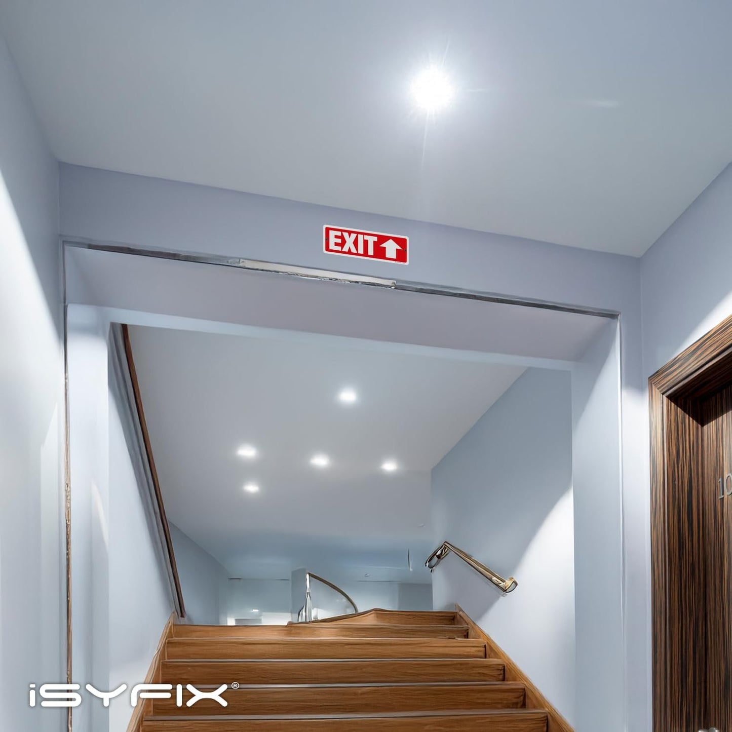 iSYFIX Exit Signs 2 Pack 12x4 Inch with Directional Up Arrows - Rust Free Aluminum, Laminated for UV, Weather, Scratch Resistance - Ideal for Offices, Schools, Theaters, Restaurants