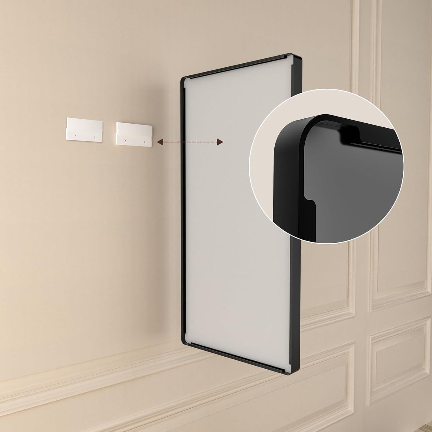 Black Metal Framed Bathroom Mirror for Wall,32X36 Rounded Rectangle Mirror, Matte Black Bathroom Vanity Mirror Farmhouse, Anti-Rust, Tempered Glass, Hangs Horizontally or Vertically