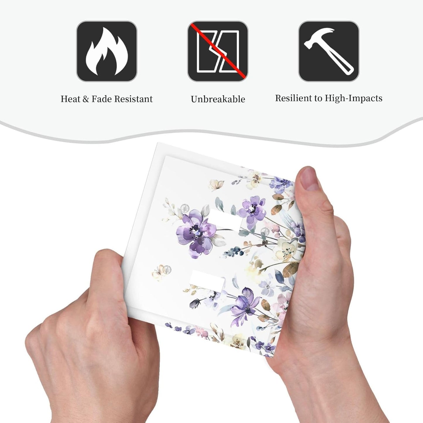 Decorative Switch Plates Purple Floral Lilac Watercolor Flower Leaves Butterfly Wildflower 2 Gang Double Toggle Wall Plate Outlet Light Switch Cover Electrical Faceplate for Bedroom Home Decor