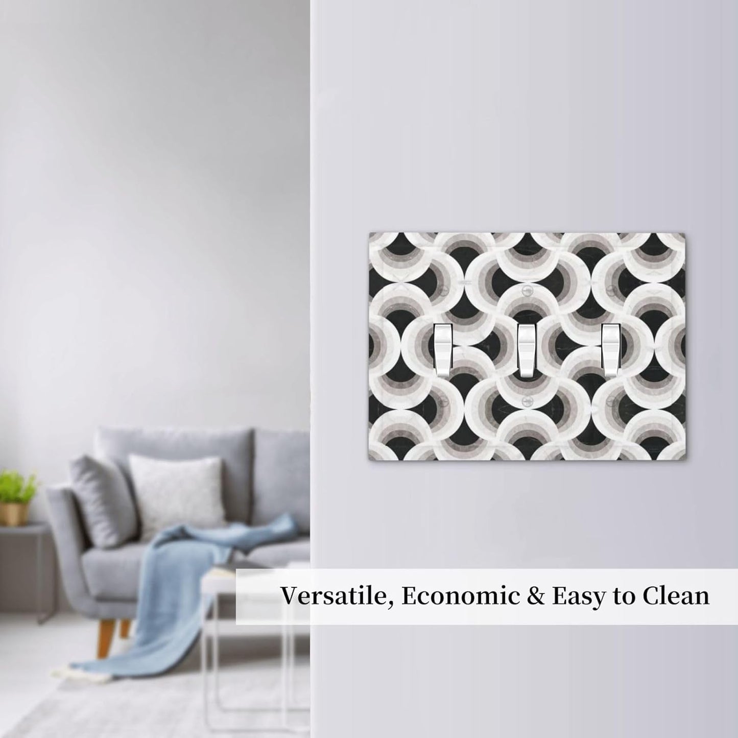 Abstract Art Marble 3 Gang Triple Toggle Decorative Light Switch Covers Electrical Faceplate Switch Plates for Bathroom Kitchen Home