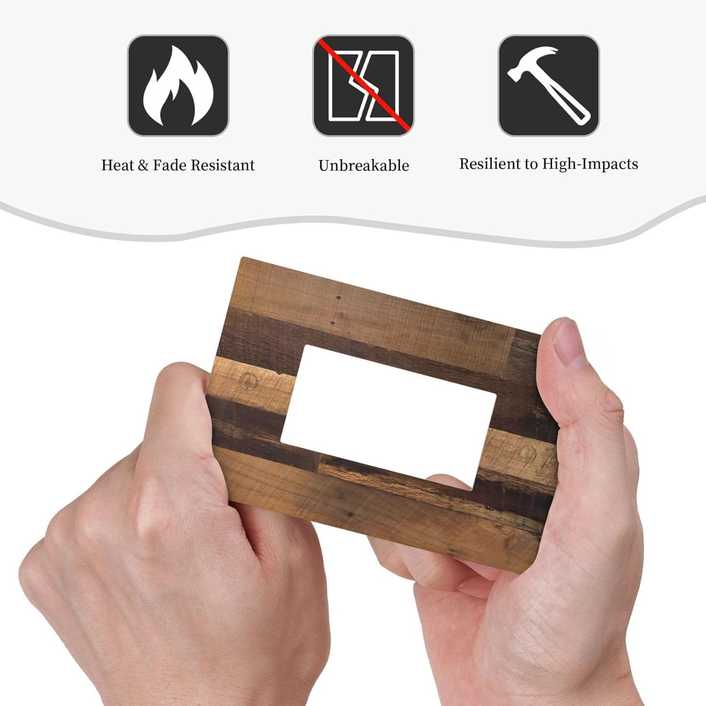 Rustic Brown Wood Vintage Wood Board Decorative Outlet Covers 1 Gang Single Rocker Light Switch Cover Plate Wall Plates Gfci Faceplate For Farmhouse Cabin Decor