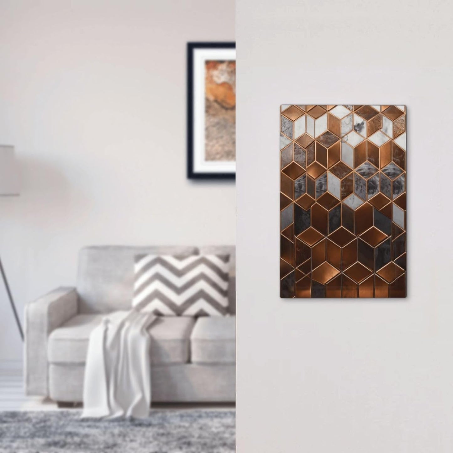 Brown Abstract Luxury Modern Geometric Cubic Marble No Device Single Blank Decorative Light Switch Covers Electrical Faceplate Switch Plates for Bathroom Kitchen Home