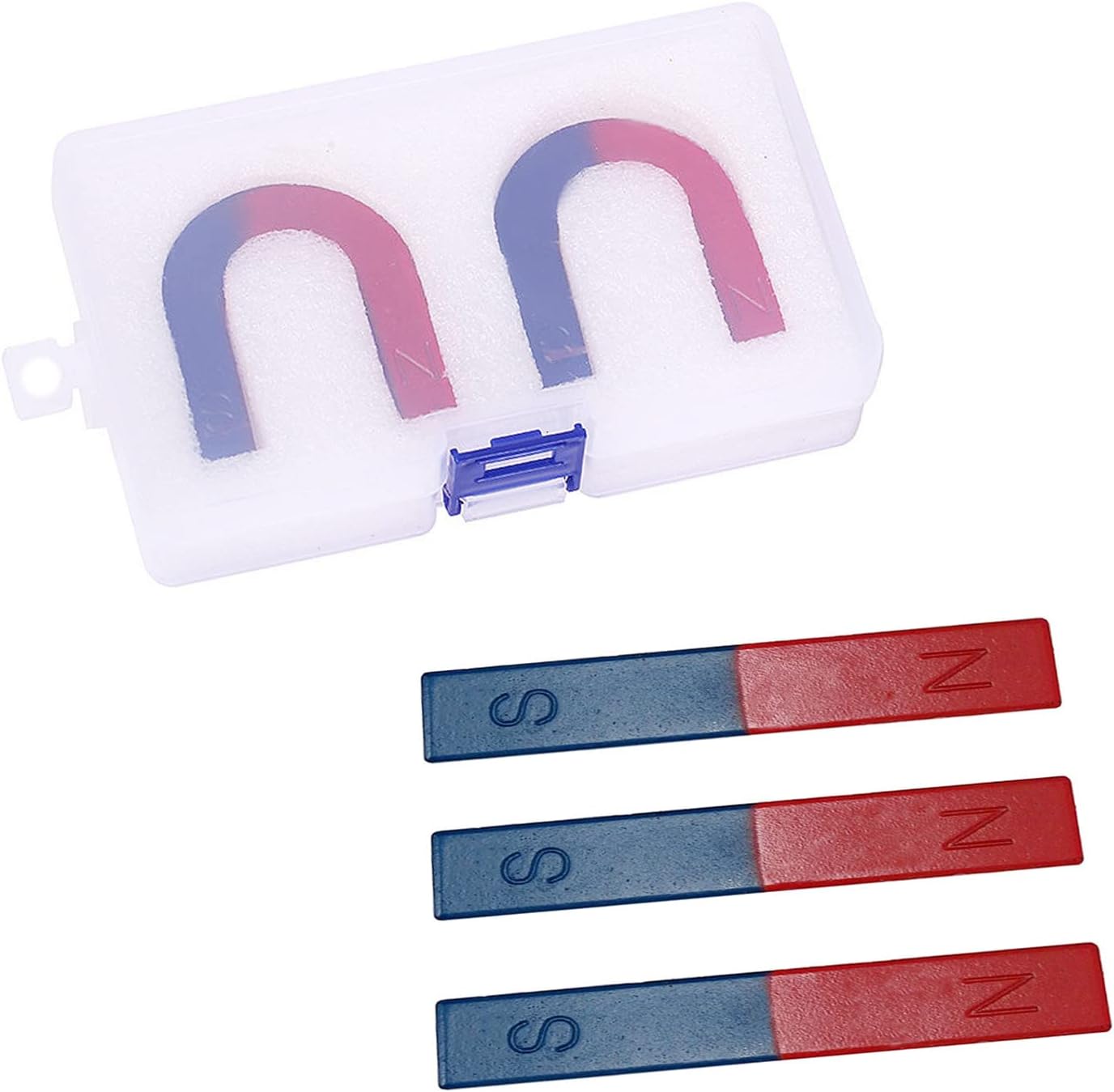 Physics Science Kids Magnet Kit for Education Experiment School Home, Educational Horseshoe & Bar Magnets Set with North and South Identified for Kids Students Teachers