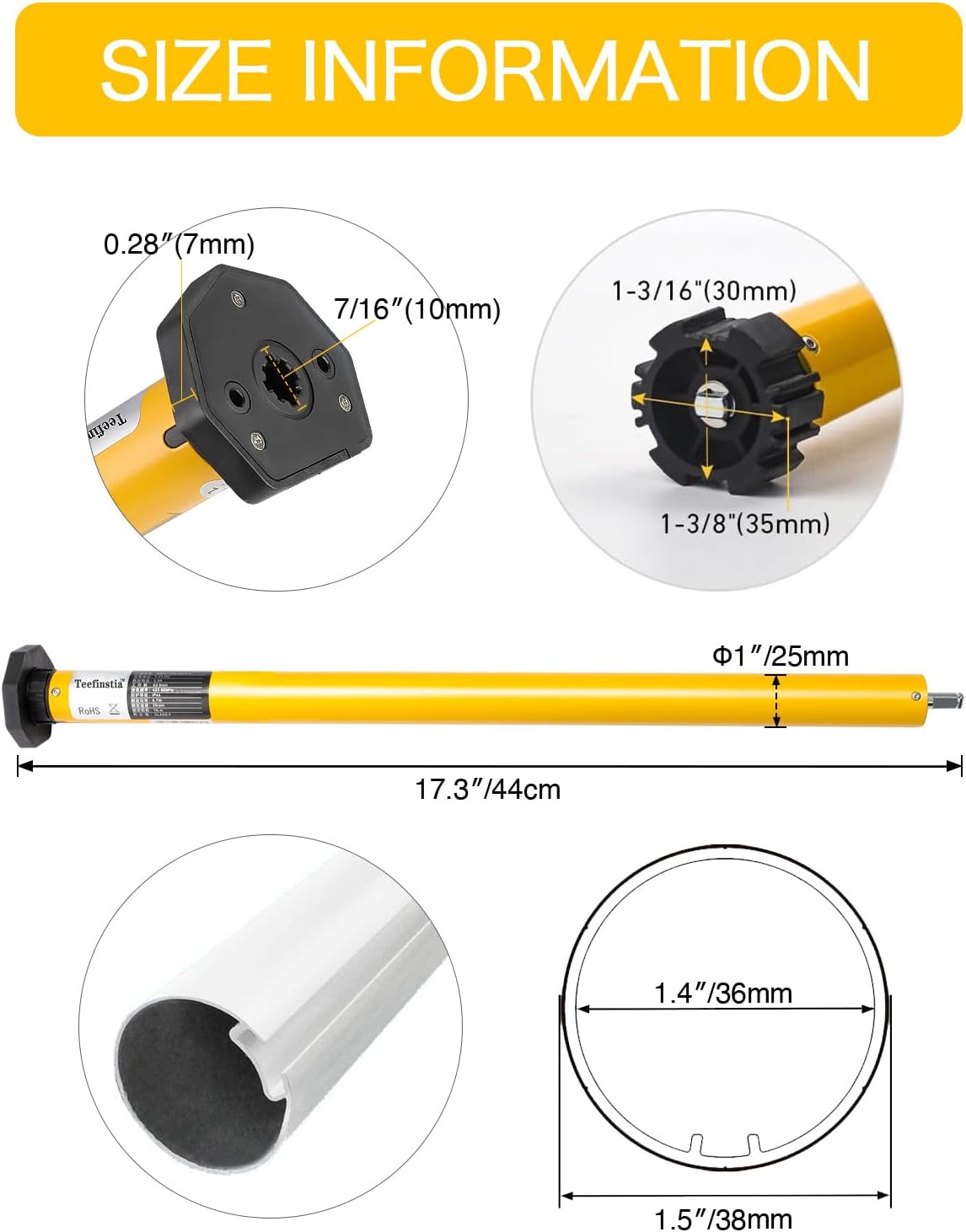 Smart Blinds Motor with Free Zigbee 3.0 Hub & 6-Month Rechargeable Battery, 8.8lb Load for 1.5"/38mm Tubes, 30dB Ultra Quiet, Compatible with Alexa/Google Home & Zebra/Roman/Roller Blinds