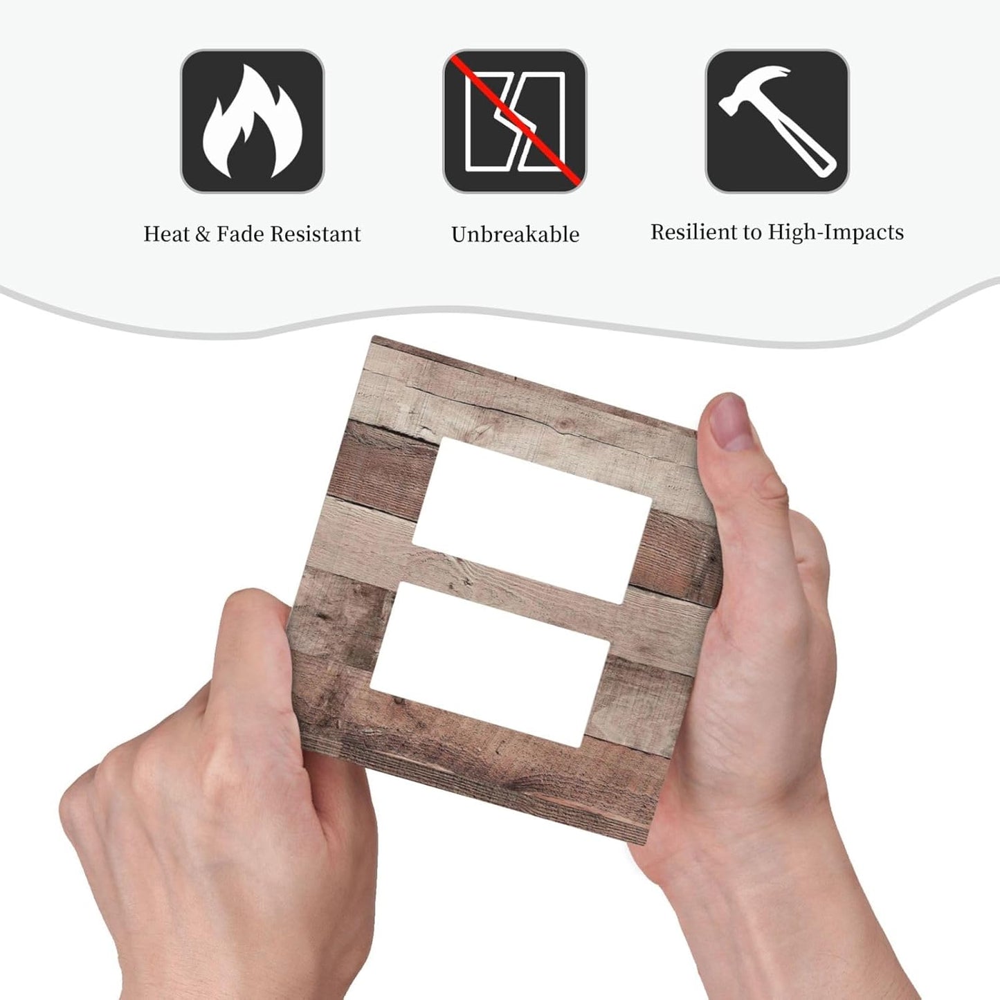 Decorative Outlet Covers Retro Wood Brown Farmhouse Barn Wooden 2 Gang Double GFCI Rocker Electrical Wall Panels Light Switch Cover Plate for Farmhouse Cabin Decor
