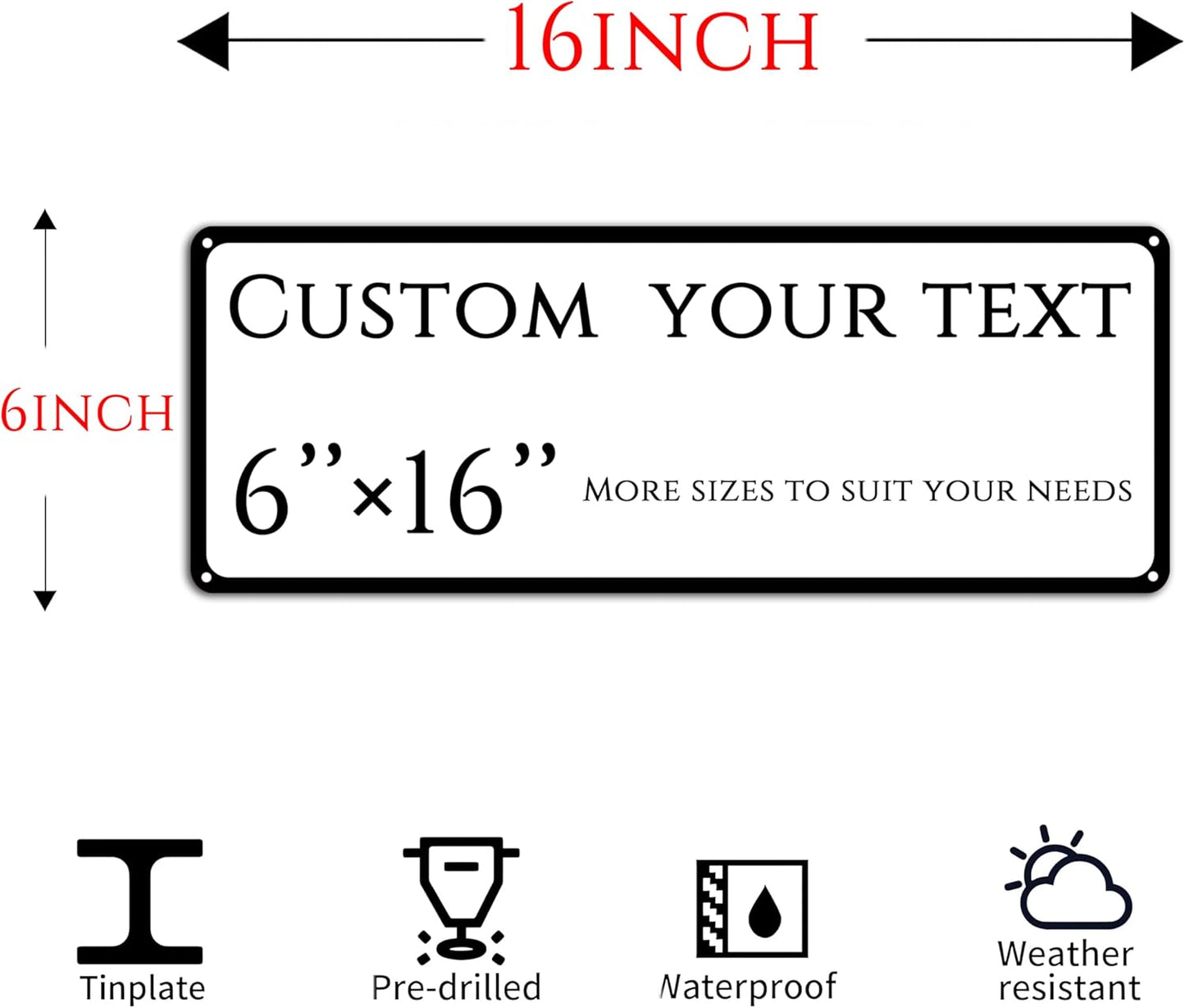 custom street sign,Custom Sign, Aluminum Weatherproof Metal Sign Multiple Sizes,indoor, Customize for Doorplates, nameplates, Business, Workplace, office, Home, Delivery Signs(6 * 16 Inch)