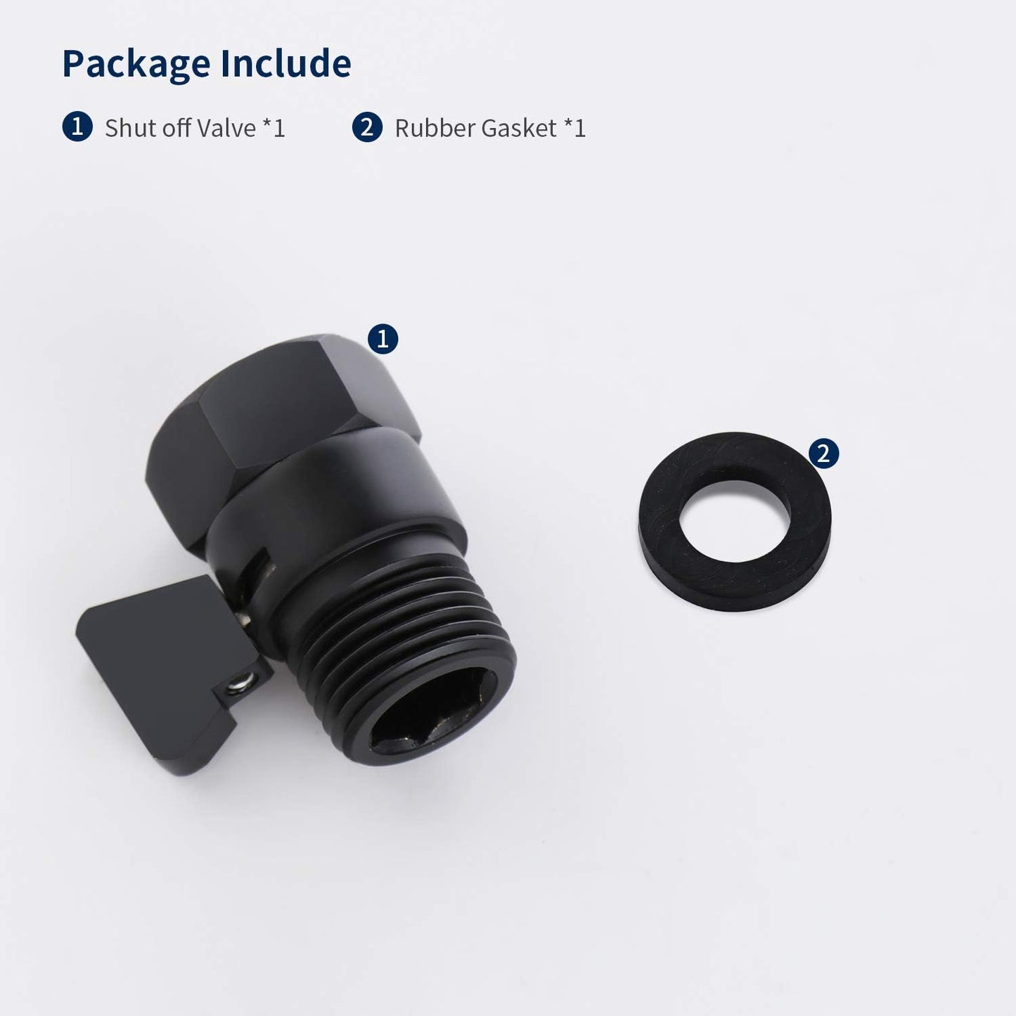 Tenfe Water Flow Control Valve, Brass Shut Off Valve Adjust Water Volume Regulator for Hand Held Shower Head & Bidet Sprayer, Matte Black Water Saver G1/2 Standard Connection