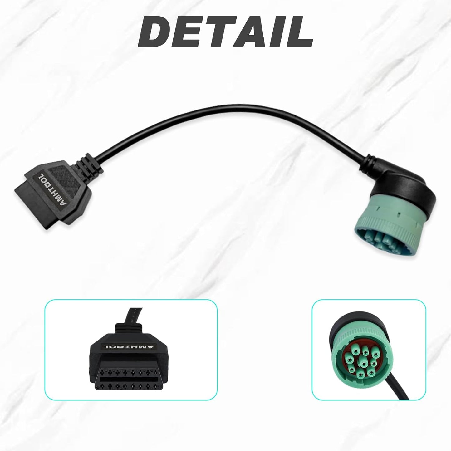 J1939 OBD2 Adapter Cable Fits Truck Diagnostic Scanner/Code Reader, 9 Pin to OBD2 16 Pin Connector, J1962-J1939 for Cummins Diesel Engine, Fit for Truck ELD and GPS Tracker