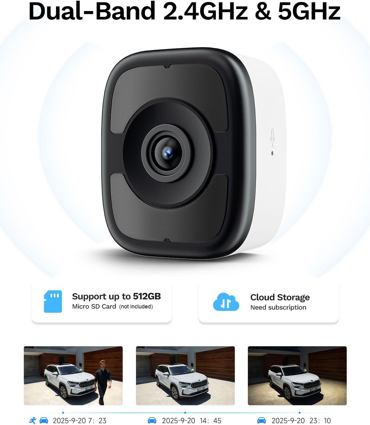 LongPlus 5MP 3K Window Camera for Home Security, 2.4G 5G WiFi Wireless Window Security Camera with Night Vision, Human/Car Detection, Two-Way Audio,24/7 Recording