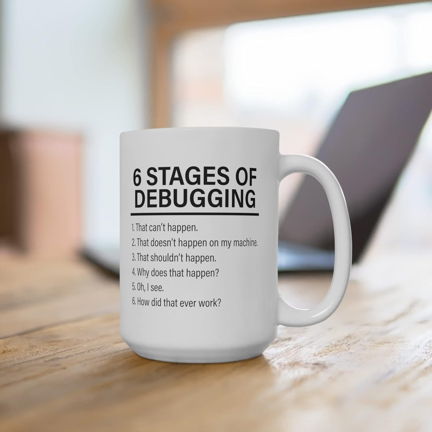 Panvola Stages Of Debugging Computer Programmer Gift Funny Programming Coder Mug For Dad Husband Boyfriend Coworker From Wife Girlfriend Friends Ceramic. Cup (15 oz, White)