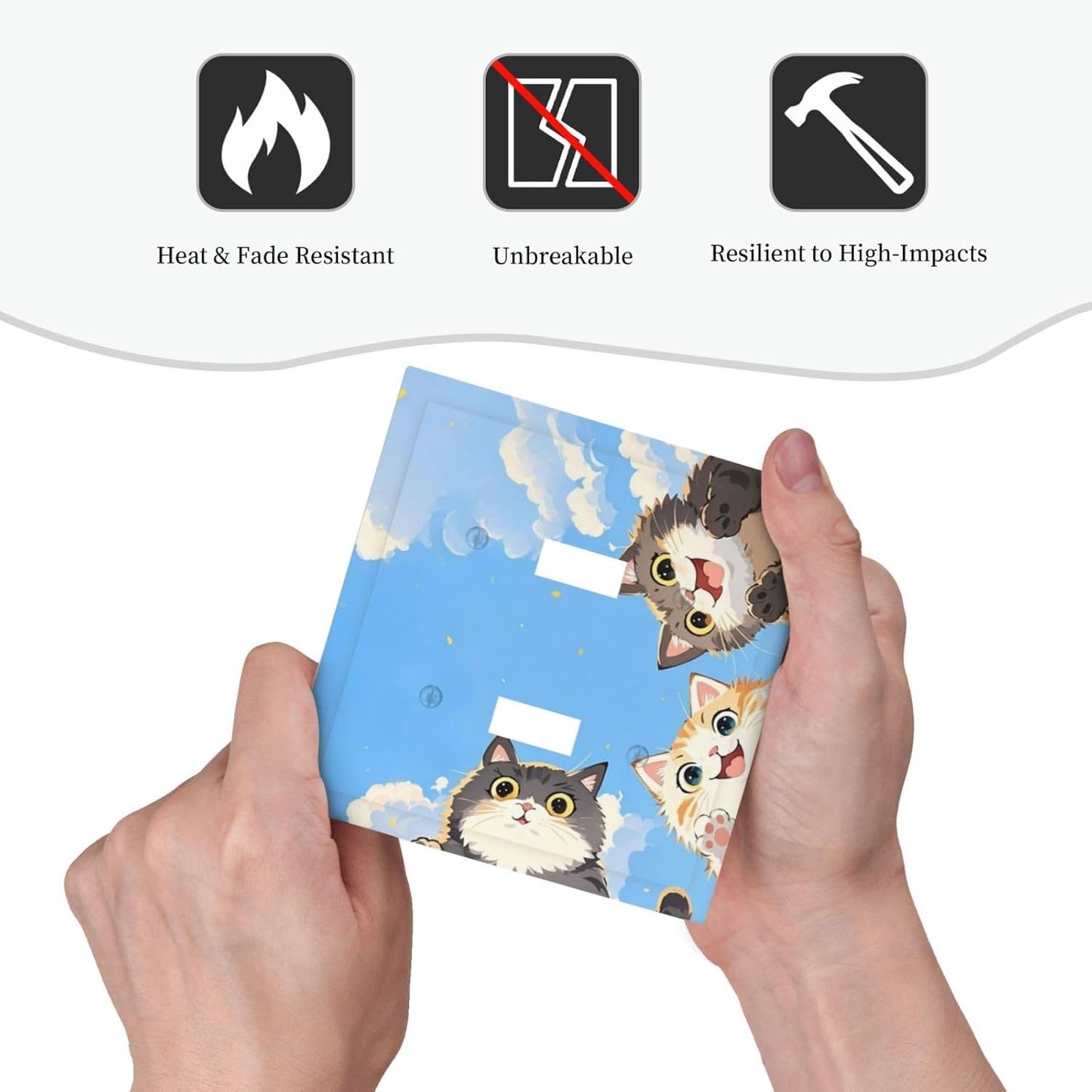 Decorative Switch Plates Orange Gray Cute Cat Sky Cloud Cat S Paw 2 Gang Double Toggle Outlet Light Switch Cover Wall Plate Electrical Faceplate For Kids Room Nursery Decor