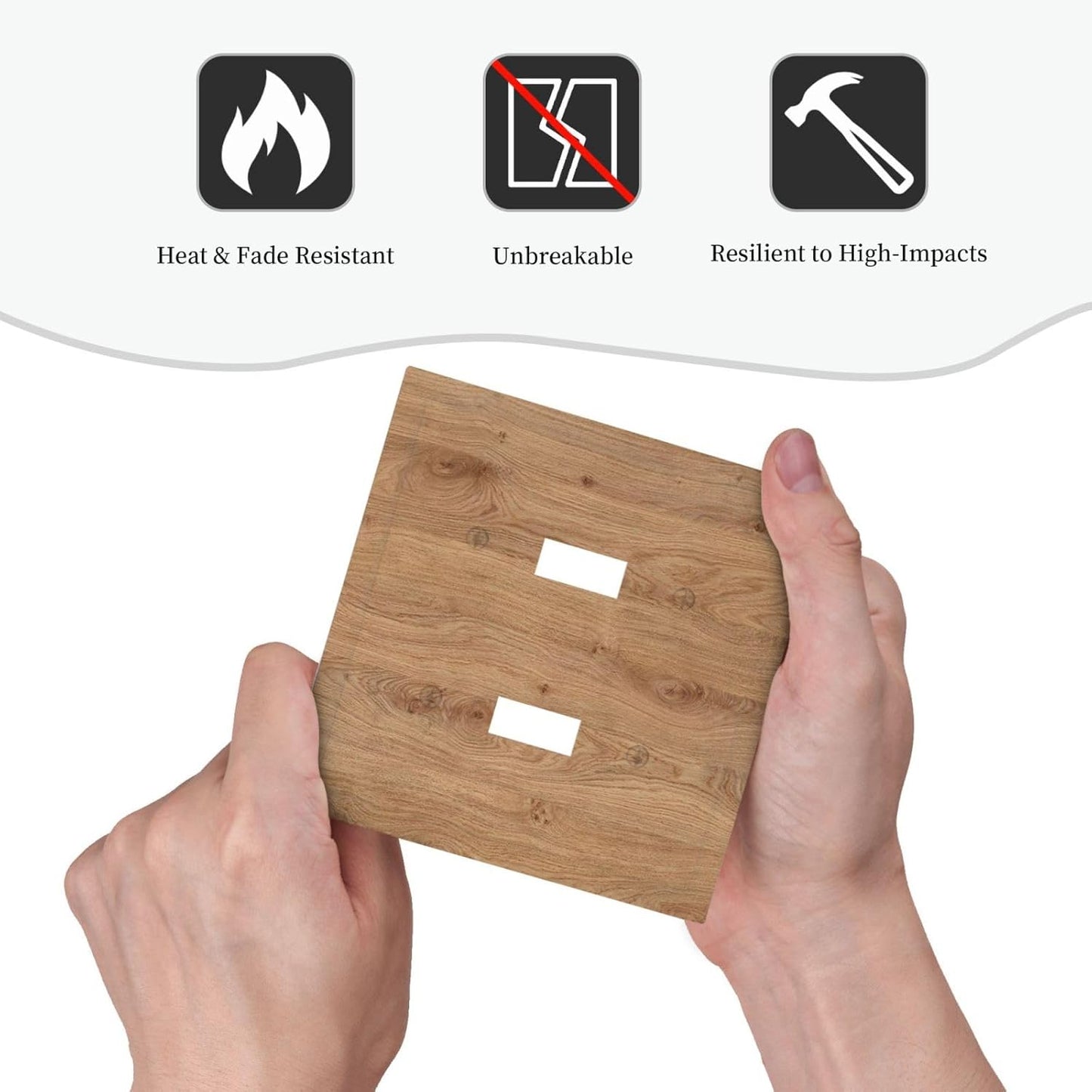 Decorative Switch Plates Vintage Rustic Wood Color Brown Wood Grain 2 Gang Double Toggle Wall Plate Outlet Light Switch Cover Electrical Faceplate for Farmhouse Cabin Decor