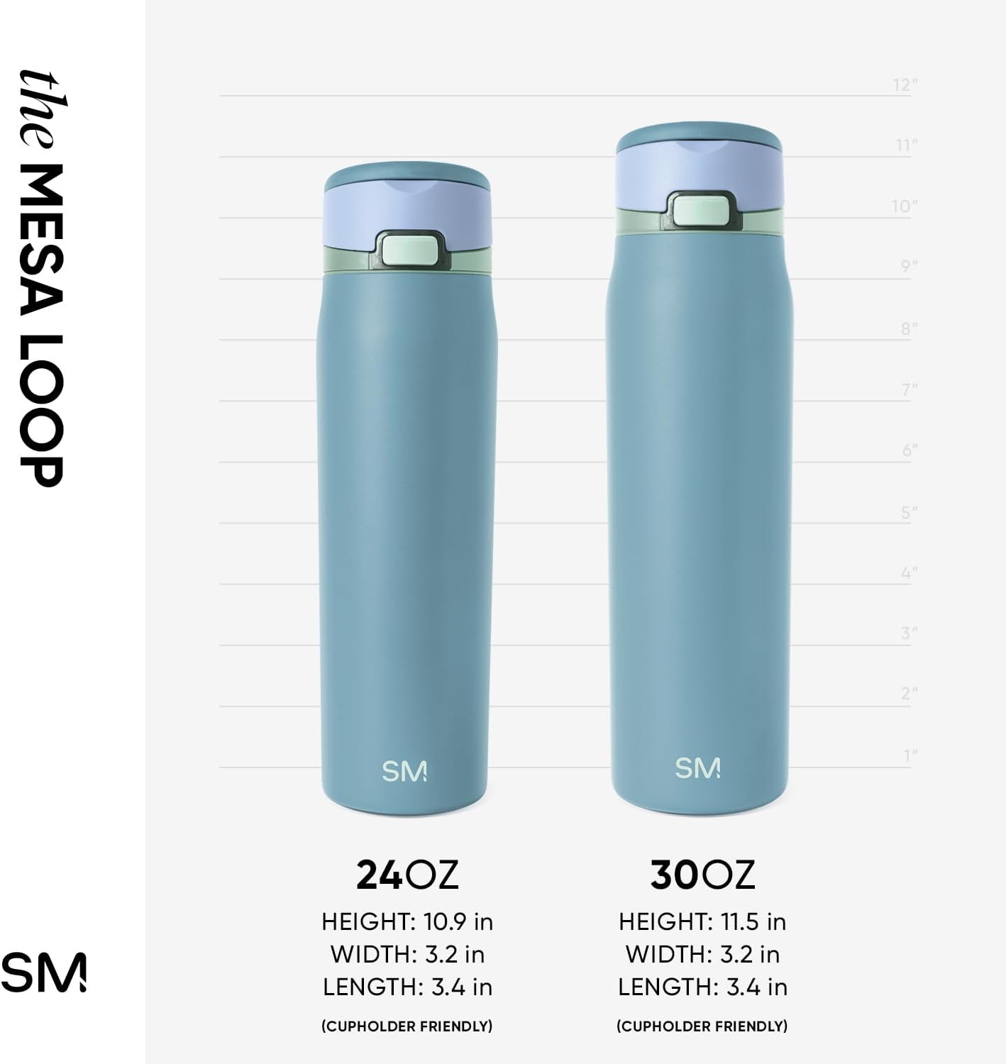 Simple Modern Mesa Loop Water Bottle with Covered Straw and Handle | 24oz Cup Holder Friendly Insulated Stainless Steel Bottles for Travel, Sports and School | Glacier Bay
