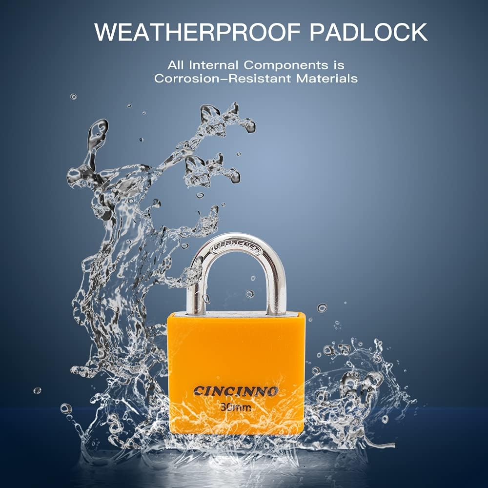 Set of 8 Small Locks,Covered Aluminum Keyed Alike Padlocks,30MM Weatherproof Lock with Same Key,Outdoor Padlock for Sheds, Storage Unit ,School Gym Locker, Toolbox