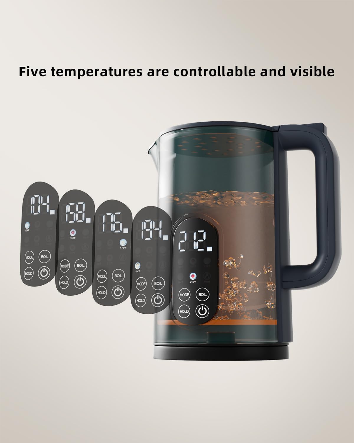 Electric Kettle temperature control 1.7-liter stainless steel kettle,Five Temperature Control Modes,Two-hour heat retention,Green