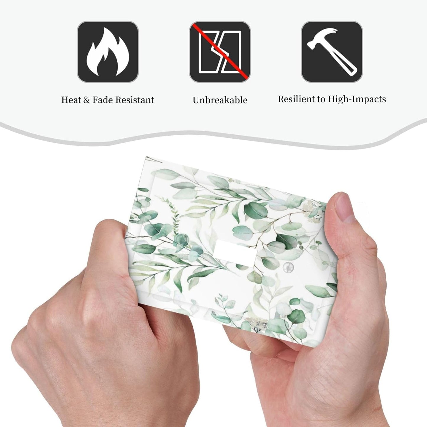 Boho Green Eucalyptus Leaf Floral Plants Flowers Decorative Light Switch Cover 1 Gang Single Toggle Device Electrical Faceplate Switchplates Decorator Outlet Wall Plate for Bed Room Living Room Decor