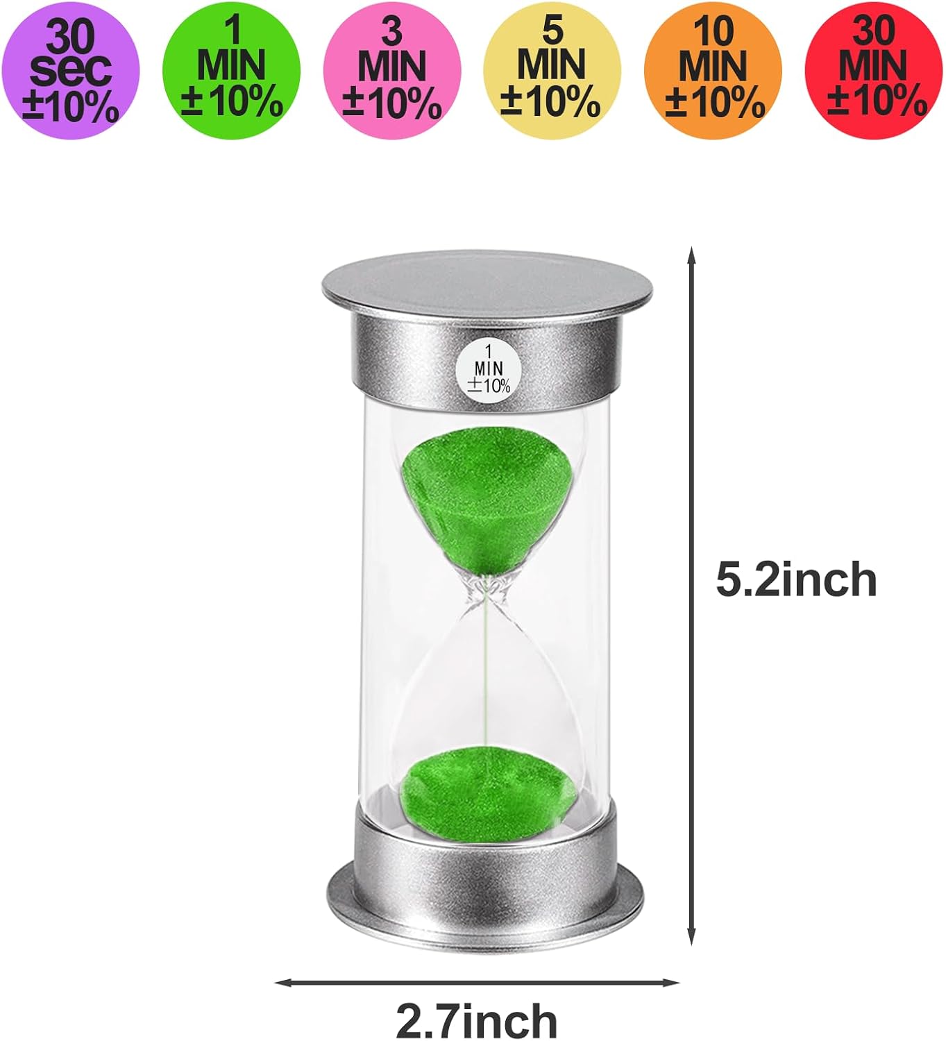 SuLiao Hourglass Sand Timer 30Sec 1 3 5 10 30 Minutes Set, Plastic Large Unbreakable Sand Watch Clock, Colorful Hour Glass Sandglass for Kids, Classroom, Games, Kitchen(Pack of 6)
