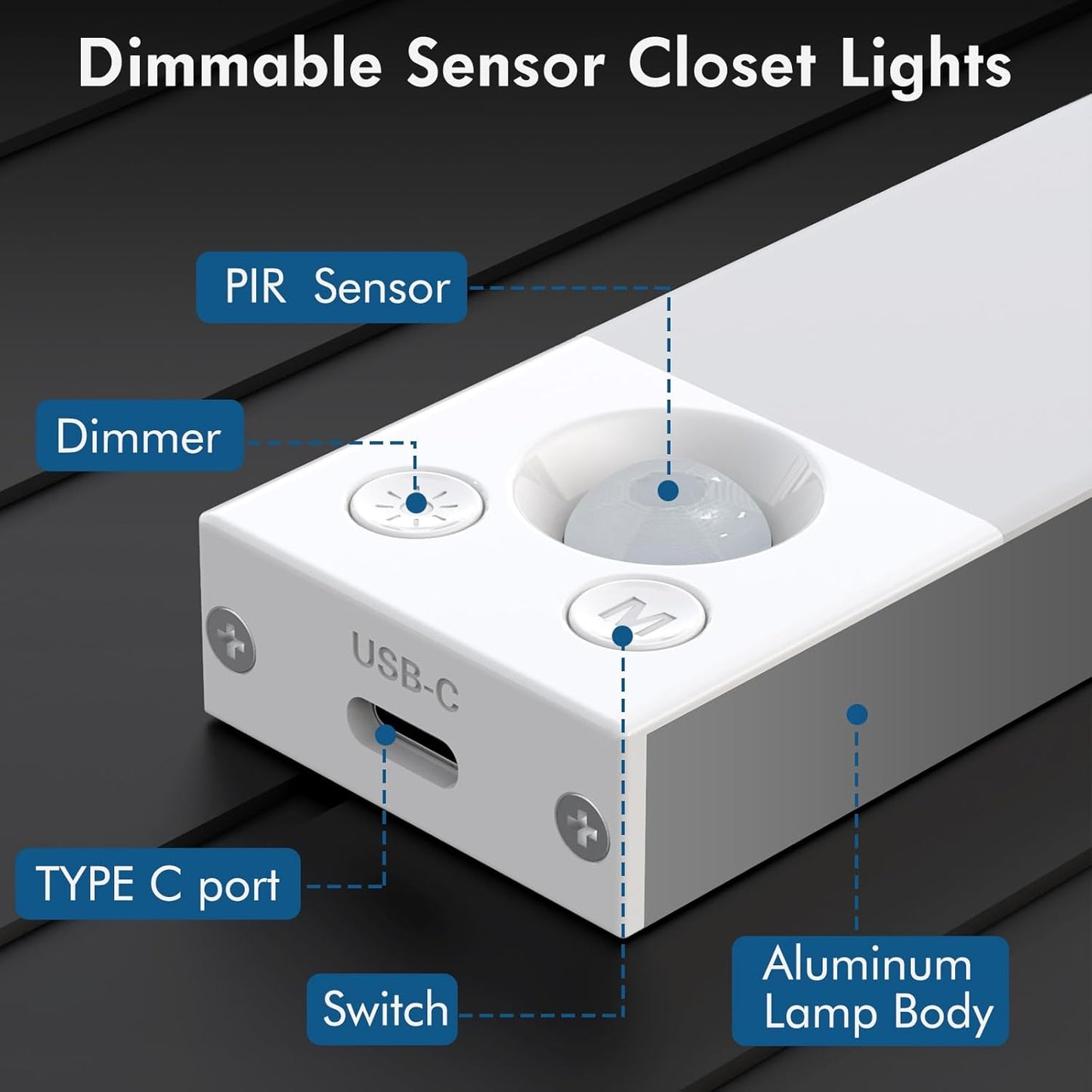Under Cabinet Lighting 4 Pack,Under Cabinet Lights Wireless,Motion Sensor Light Indoor Rechargeable Battery Operated,Dimmable Under Counter Lights for Kitchen,Drawers,Wardrobe,Stair Bedroom