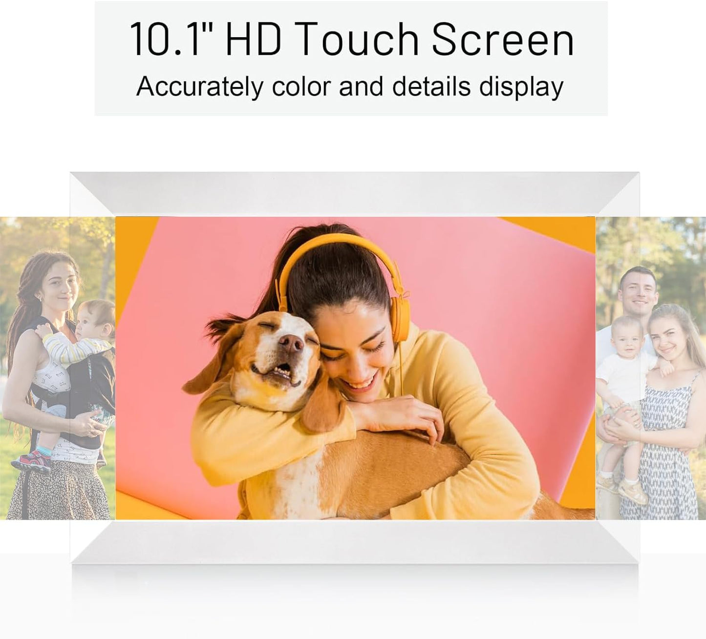 Anna Bella Digital Picture Frame 10.1 Inch IPS HD Touch Screen WiFi Smart Digital Photo Frame with 32GB Storage, Auto-Rotate, Easy Setup to Share Photos or Videos Remotely via AiMOR APP White