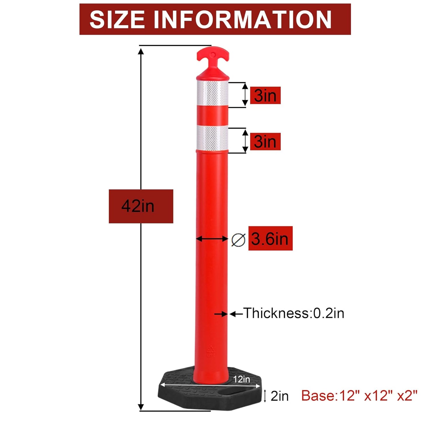 OrangeStar 3-Pack 42" Traffic Cones with Heavy Duty Base & Reflective Collars, Safety Delineators for Road Construction, Parking Lot, Traffic Control