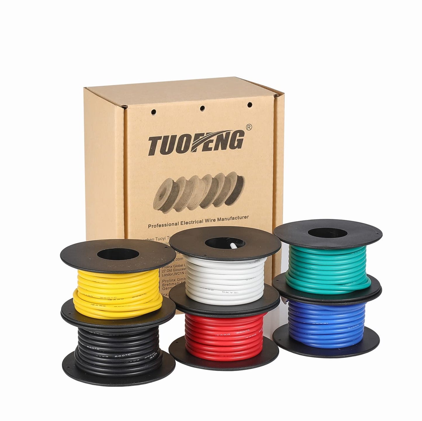 TUOFENG 14AWG Silicone Wire 13.2ft (4m) 6 Colors - Flexible Tinned Copper Stranded Wire 600V High Temp Resistant (OD:3.5mm) for Automotive, Marine, DIY Electrical Wiring