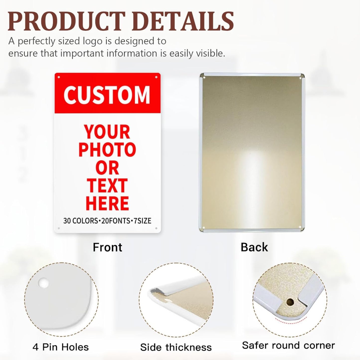 Bulk Custom Signs Outdoor Metal Sign Personalized Signs for Business, Office, Home, Road Signs, Garden Signs, Parking Signs, Decorative Signs, 8''x12''