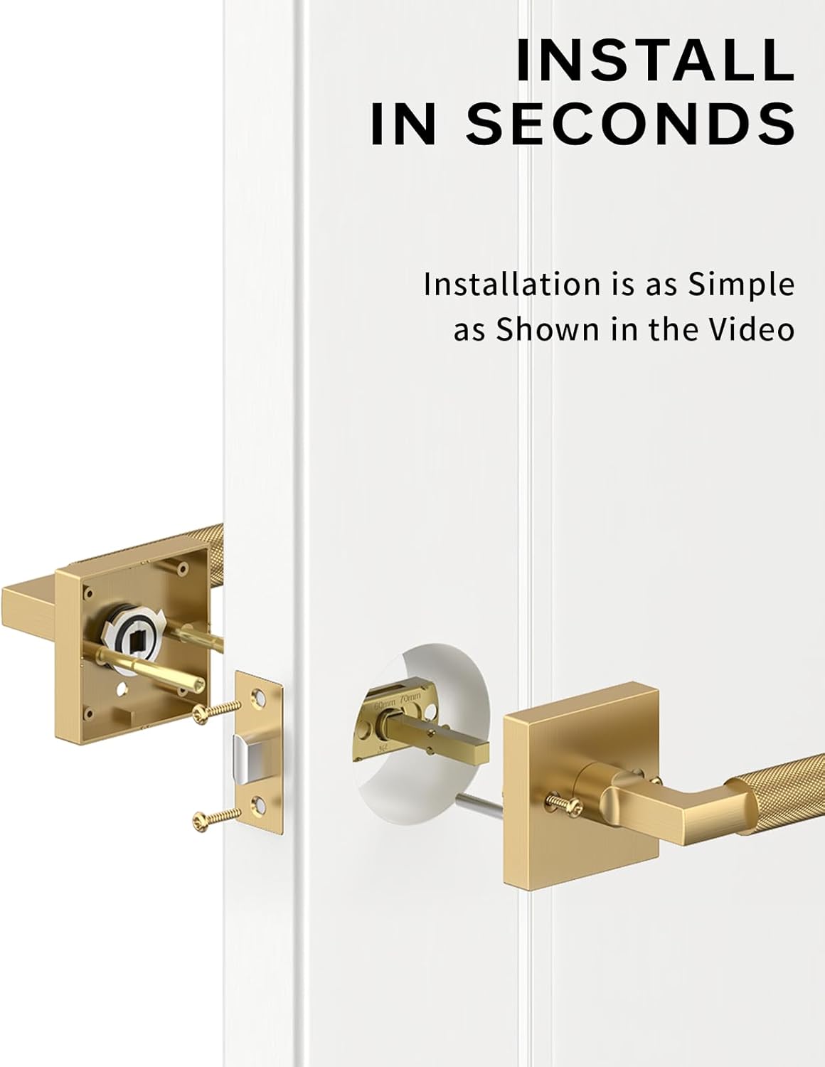Asidrama 8 Pack Champagne Bronze Passage Door Handles, Door Lever with Door Knobs Indoor for Bedroom or Bathroom, Heavy Duty Door Handles Interior with Locks for Left Right Sided Doors