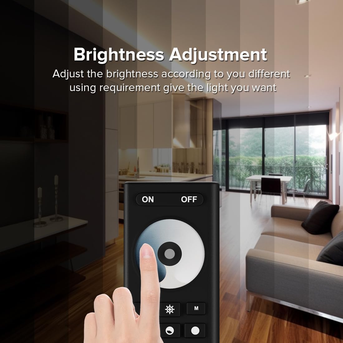 COB Single Color Dimming RF Remote RC01RFB, 4 Zones Group Control for 5050SMD COB Single Color (+V -V) 2pin 5V 12V 24V LED Strip, Work with WB5 LM052 LM053 C01W C01RF etc