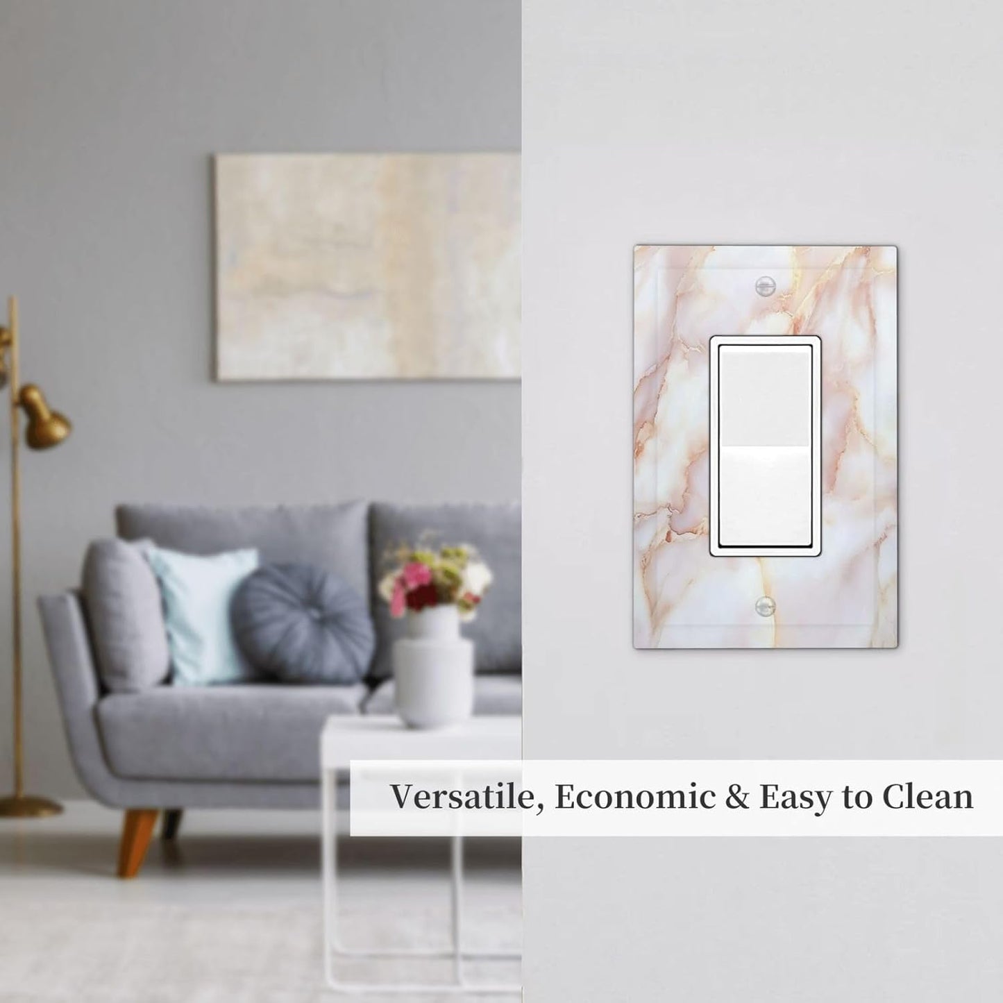Decorative Outlet Covers Pink Jade Marble Granite 1 Gang Single Rocker Light Switch Cover Plate Wall Plates Gfci Faceplate For Bathroom Kitchen Decor