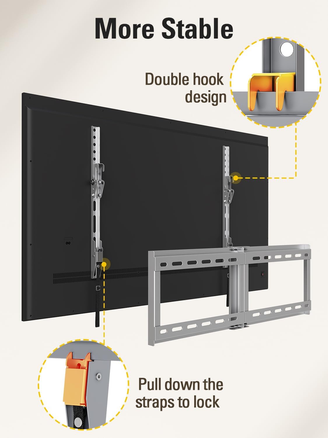 Mounting Dream TV Wall Mount for Most 37-75 Inch Televisions, Universal Tilt TV Mount Fits 16", 18", 24" Studs, Max VESA 600x400mm, 132lbs, Low Profile Flat Wall Mount Bracket, MD2968-LK