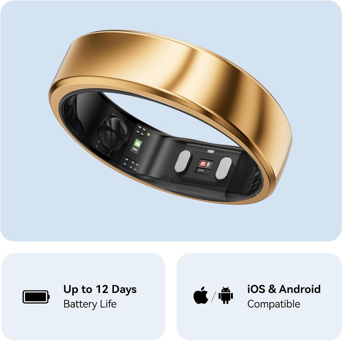 RingConn Gen 2, World’s First Smart Ring with Sleep Apnea Monitoring, No APP Subscription, 12-Day Battery Life, Stress/Heart Rate/Women's Health Tracker, Android & iOS Compatible (Rose Gold, Size 6)