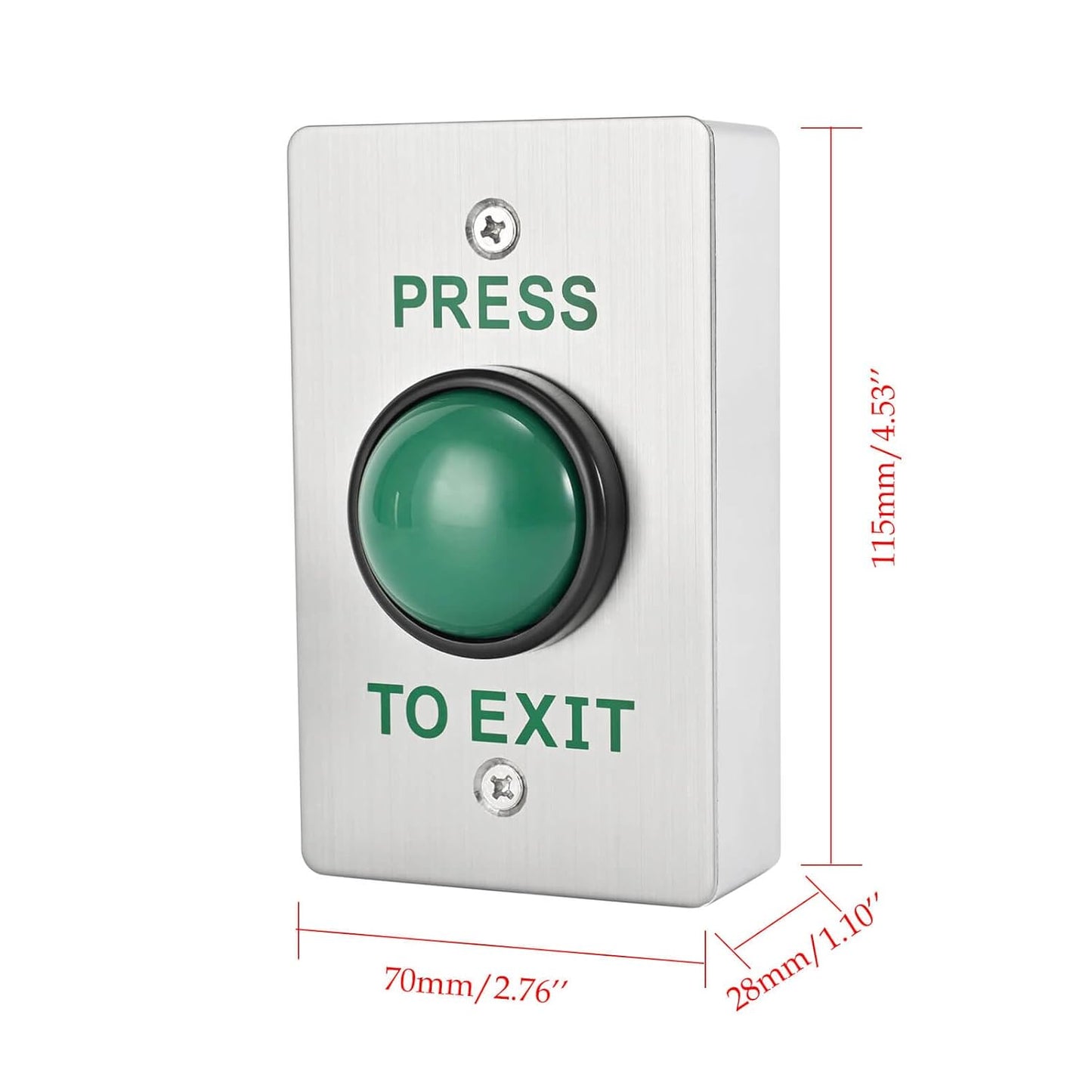 Push to Exit Button for Door Access Control Big Press Button IP68 Waterproof 304 Stainless Steel Shell with Back Mounted Box NO/COM Output