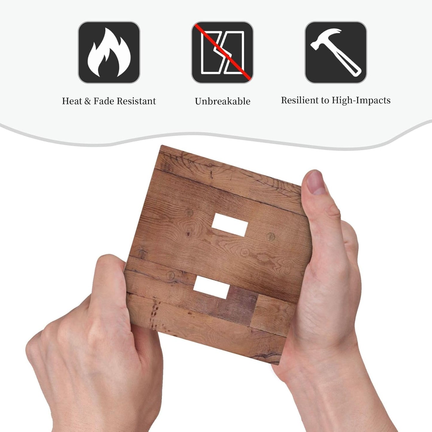 Rustic Brown Dark Wood Texture Printing Decorative Switch Plates 2 Gang Double Toggle Outlet Light Switch Cover Wall Plate Electrical Faceplate For Farmhouse Cabin Decor