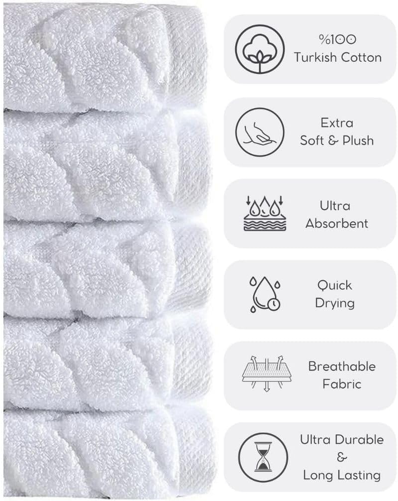 BAGNO MILANO Turkish Bath Towels, Soft Plush Jacquard Luxury Bath Towels, Quick Dry Towel Set (Sand Beige, 4 Pcs Hand Towel Set)