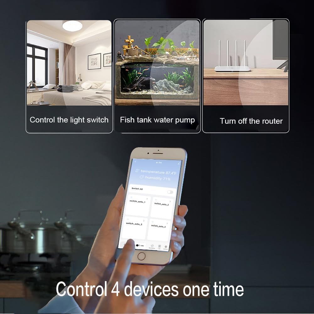 Tuya WiFi Smart Temperature Sensor Controller, 4CH 7-32V Relay Switch, Remote Voice Control, APP Remote Control, Dry Contact, Real-Time Monitoring, Compatible with Alexa and Google Home