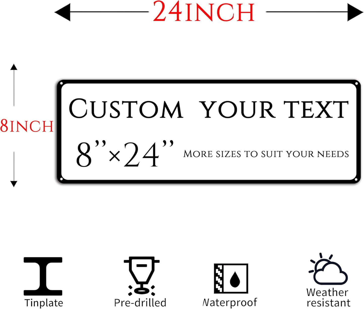 Custom Sign, Custom Indoor/Outdoor Decorative Sign,Reflective,Aluminum Weatherproof Metal Sign Multiple Sizes, Customize for street Business, Workplace, office, Home, Delivery Signs(8 * 24 Inch)
