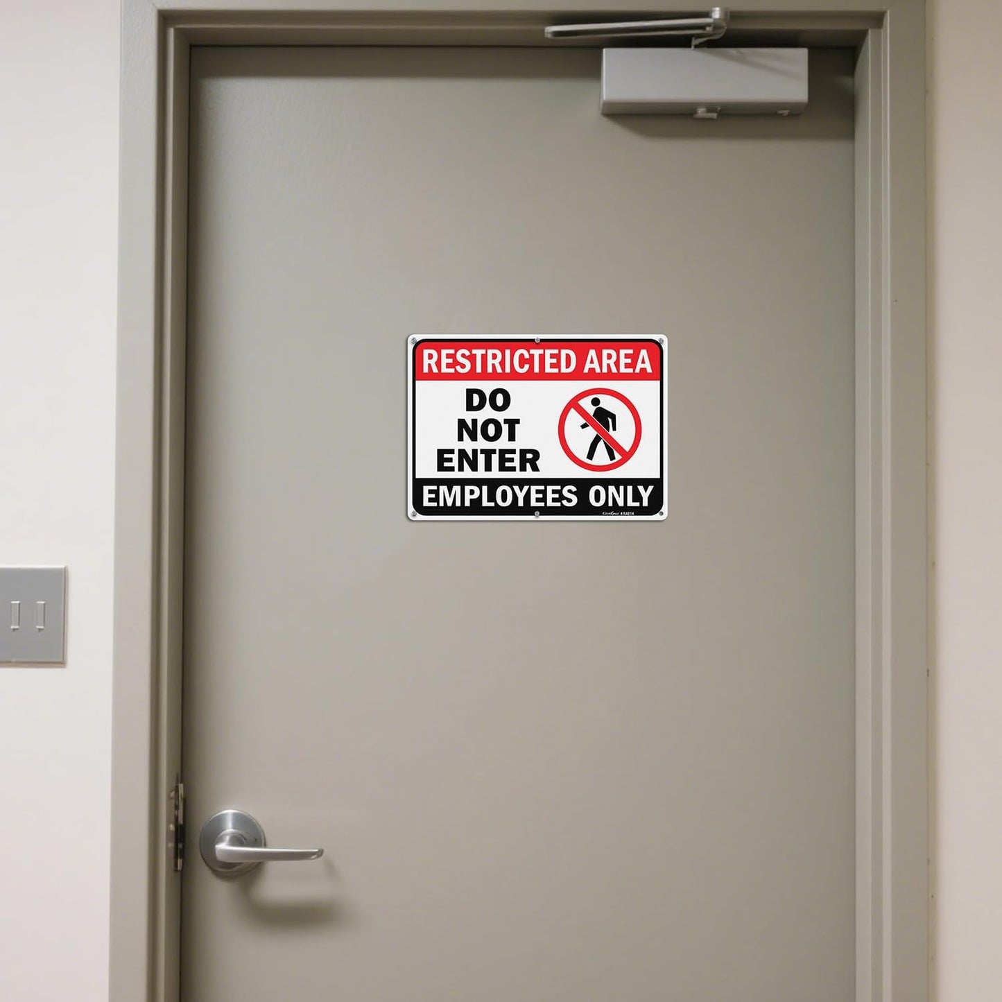 GicnKeuz Large Restricted Area Sign, 14x10 Inches Do Not Enter - Employees Only Signs, Rust Free.40 Reflective Aluminum, Fade Resistant/Waterproof, 6 Pre-drilled Holes (2 Pack)